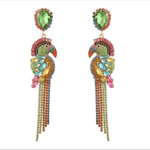 Rhinestone Colorful Parrot Dangle Earrings
